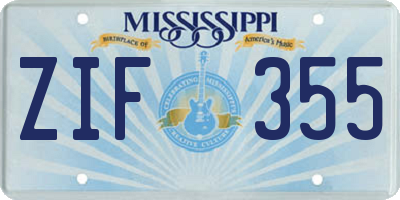 MS license plate ZIF355