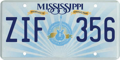 MS license plate ZIF356