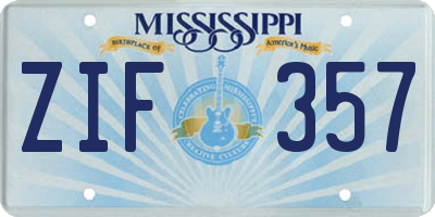 MS license plate ZIF357