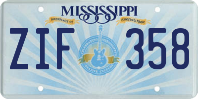 MS license plate ZIF358