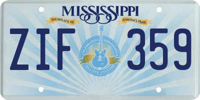 MS license plate ZIF359