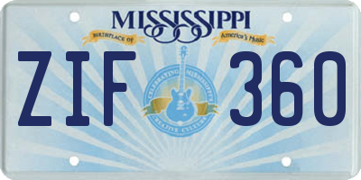 MS license plate ZIF360