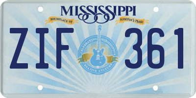 MS license plate ZIF361