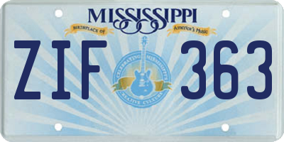 MS license plate ZIF363