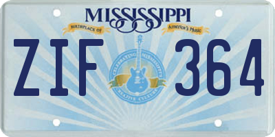 MS license plate ZIF364