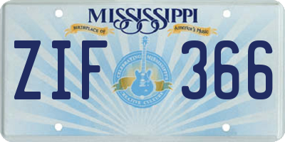 MS license plate ZIF366