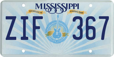 MS license plate ZIF367