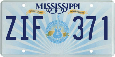 MS license plate ZIF371