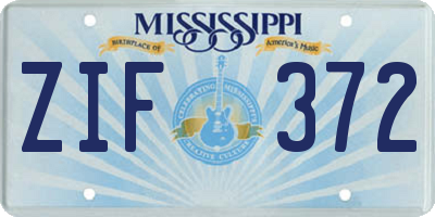 MS license plate ZIF372