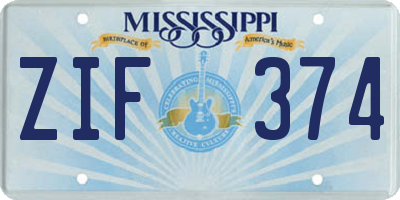 MS license plate ZIF374