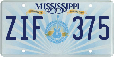 MS license plate ZIF375