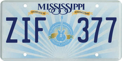 MS license plate ZIF377