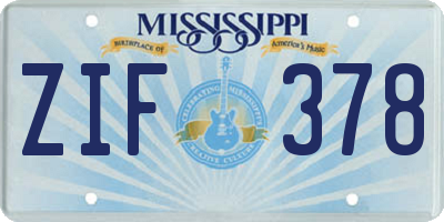 MS license plate ZIF378
