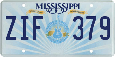 MS license plate ZIF379