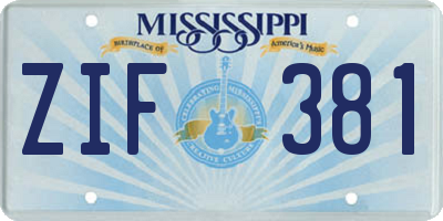 MS license plate ZIF381