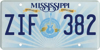 MS license plate ZIF382