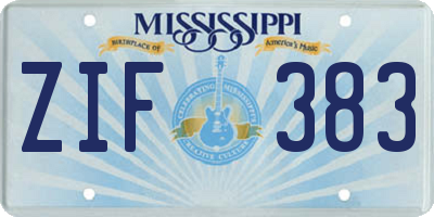 MS license plate ZIF383