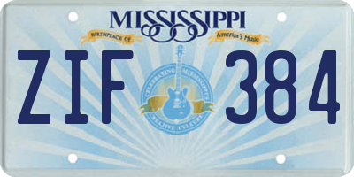 MS license plate ZIF384
