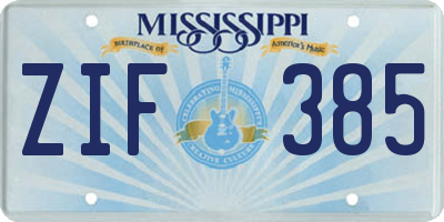 MS license plate ZIF385