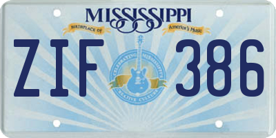 MS license plate ZIF386