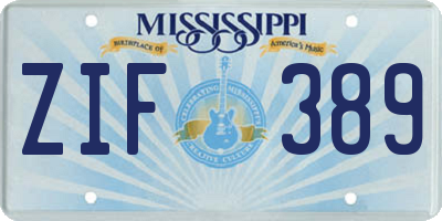 MS license plate ZIF389