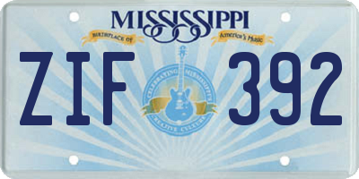 MS license plate ZIF392