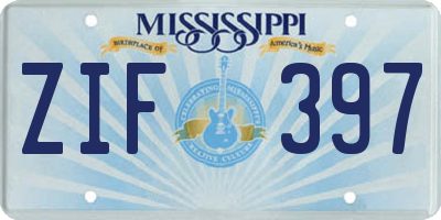 MS license plate ZIF397