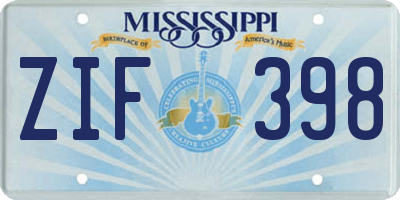 MS license plate ZIF398