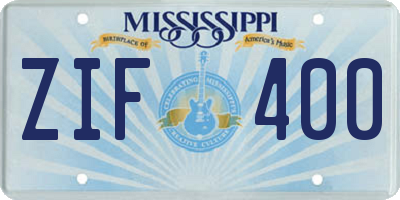 MS license plate ZIF400