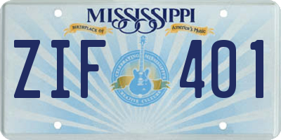 MS license plate ZIF401