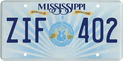 MS license plate ZIF402