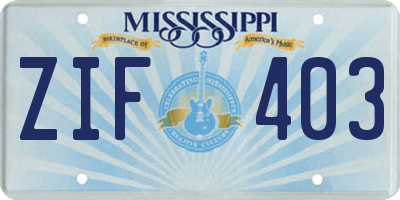 MS license plate ZIF403