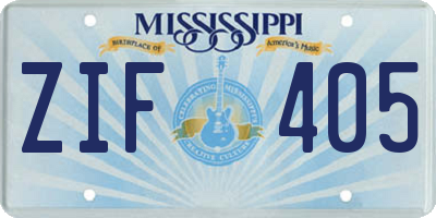 MS license plate ZIF405