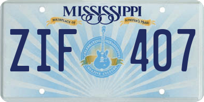 MS license plate ZIF407