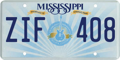 MS license plate ZIF408