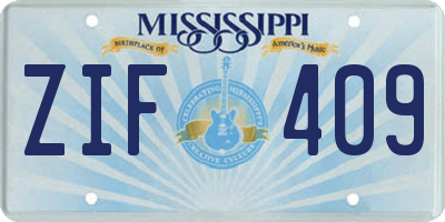 MS license plate ZIF409