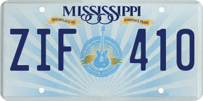 MS license plate ZIF410