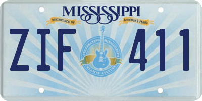 MS license plate ZIF411