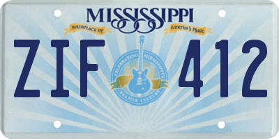 MS license plate ZIF412