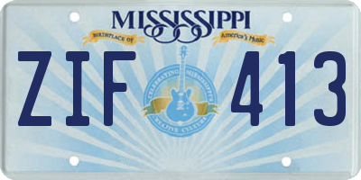 MS license plate ZIF413