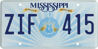 MS license plate ZIF415