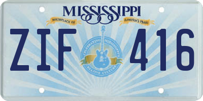 MS license plate ZIF416