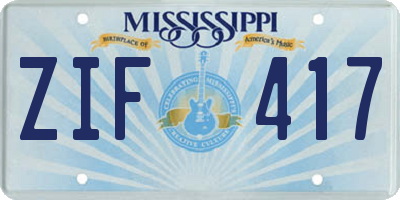 MS license plate ZIF417