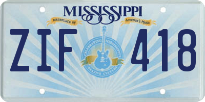 MS license plate ZIF418