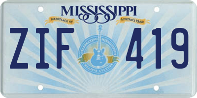 MS license plate ZIF419