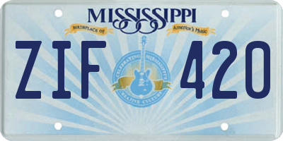 MS license plate ZIF420