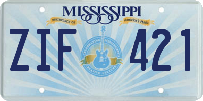MS license plate ZIF421