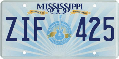 MS license plate ZIF425