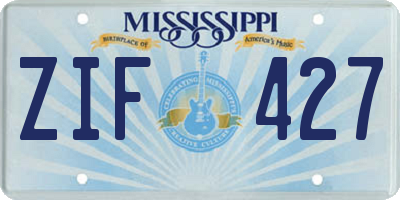 MS license plate ZIF427