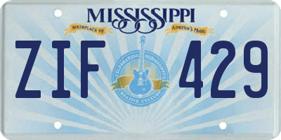 MS license plate ZIF429